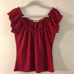 🌶 (3 For $25) Paris Blues Ruffle Red Top